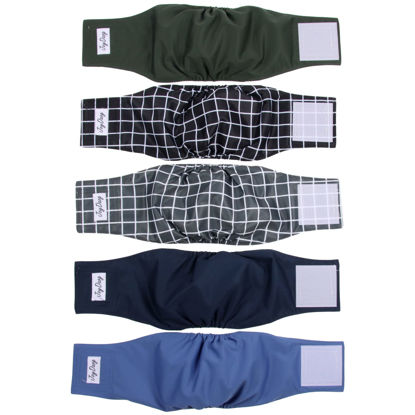 Picture of JoyDaog Reusable Dog Belly Bands for Male Dogs,5 Pack Premium Washable Dog Diapers Male Puppy Nappies Wrap,M