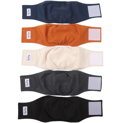 Picture of JoyDaog Reusable Belly Bands for Dogs,5 Pack Premium Washable Dog Diapers Male Puppy Nappies Wrap,M