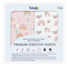Picture of TotAha Crib Sheets Girl (2-Pack)-Hypoallergenic, Silky Comfort, Buttery Soft, Calming Effect, All-Season Premium Stretchy Jersey-Knit Sheets, 9'' Extra Deep Pocket (Pink Rainbow)