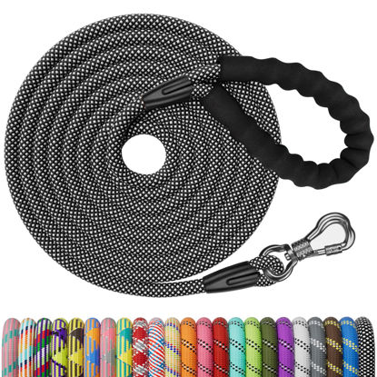 Picture of NTR Heavy Duty Dog Leash, Black 30FT Reflective Dog Leash with Swivel Lockable Hook and Comfortable Padded Handle, Puppy Leash for Walking, Hunting, Camping, Backyard for Small Medium and Large Dogs