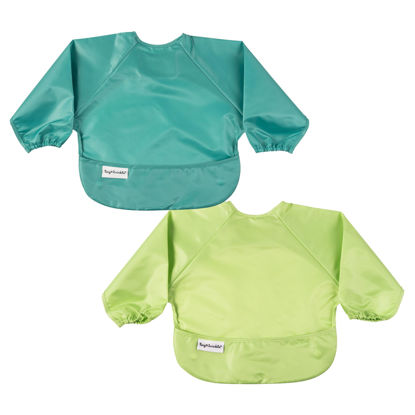 Picture of Tiny Twinkle Mess Proof Baby Bib, 2 Pack Long Sleeve Bib Outfit, Waterproof Bibs for Toddlers, Machine Washable, Tug Proof (Rainforest, Small 6-24 Months)
