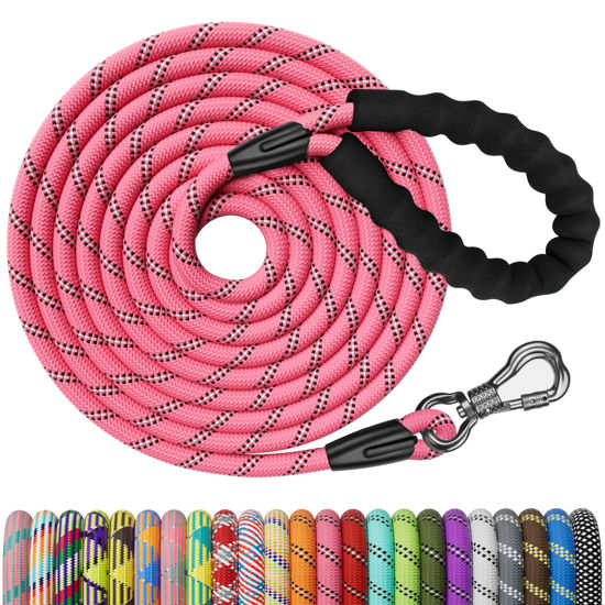 Picture of NTR Heavy Duty Dog Leash, 30FT Training Leash with Swivel Lockable Hook and Comfortable Padded Handle, Dog Lead for Walking, Hunting, Camping, Backyard for Small Medium and Large Dogs, Pink