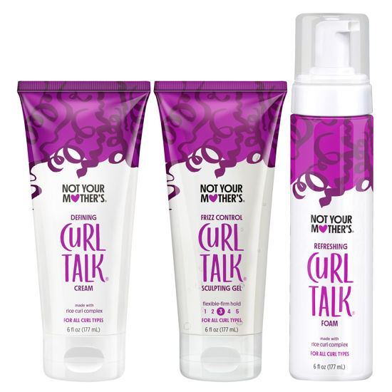 Picture of Not Your Mother's Curl Talk Frizz Control Sculpting Gel, Defining Cream, and Refreshing Curl Foam (3-Pack) - 6 fl oz - Formulated with Rice Curl Complex - For All Curly Hair Types