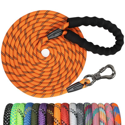 Picture of NTR 50FT Dog Long Leash, Rope Dog Leash with Swivel Lockable Hook and Comfortable Padded Handle, Dog Training Leash Lead for Walking, Hunting, Camping, Backyard for Small Medium and Large Dogs