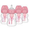 Picture of Dr. Brown's Natural Flow Options + Wide-Neck Bottle, Pink Print, 4 Pack, 5 Ounce
