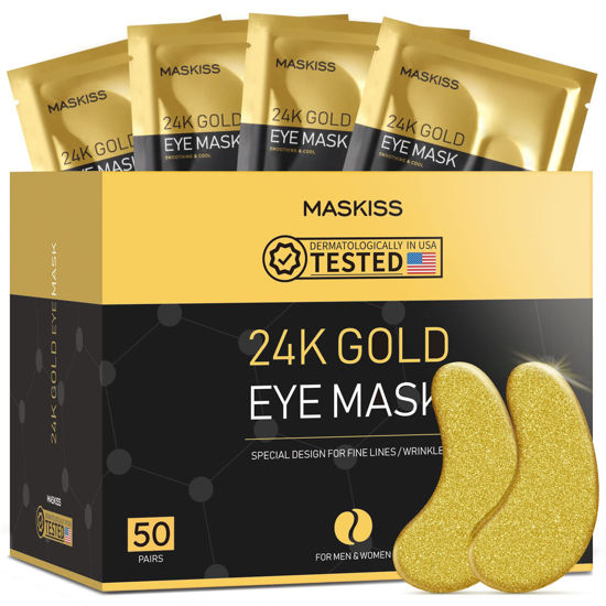 Picture of Maskiss 24k Gold Under Eye Patches (50 Pairs), eye mask, Collagen Skin Care Products, Eye Patches for Puffy Eyes, eye masks for dark circles and puffiness