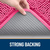 Picture of OLANLY Dog Door Mat for Muddy Paws 30x20, Absorbs Moisture and Dirt, Absorbent Non-Slip Washable Mat, Quick Dry Chenille, Mud Mat for Dogs, Entry Indoor Door Mat for Inside Floor, Hot Pink
