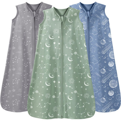 Picture of Unnivoll Baby Sleep Sack 6-12 Months 3 Pack 100% Cotton Lightweight 0.5 TOG Wearable Blanket Baby Sleep Bag with 2-Way Zipper for Newborn Infant