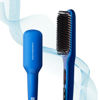 Picture of MEGAWISE Pro Ceramic Ionic Hair Straightener Brush for Home Salon, Straightening Hair Brush with 20s Heating Tech, Auto-Off, Anti-Scald with Universal Dual Voltage,Rotatable Power Cord, Gentian Blue