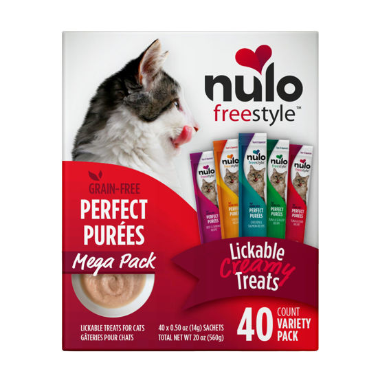 Picture of Nulo Freestyle Grain-Free Perfect Purees Premium Wet Cat Treats, Squeezable Meal Topper for Felines, High Moisture Content to Support Cat Hydration, 0.5 Ounce, Variety Pack