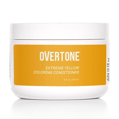 Picture of oVertone Haircare Color Depositing Conditioner - 8 oz Semi Permanent Hair Color with Shea Butter & Coconut Oil - Temporary Hair Color Dye - Vegan, Cruelty-Free - Extreme Yellow