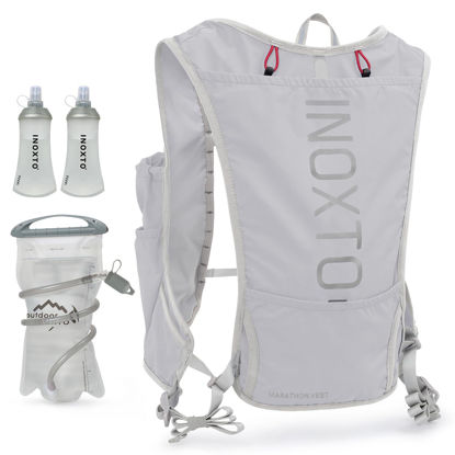 Picture of INOXTO Running Hydration Vest Backpack,Lightweight Insulated Pack with 1.5L Water Bladder Bag Daypack for Hiking Trail Running Cycling Race Marathon for Women Men (588 light gray)