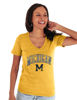 Picture of Blue 84 Michigan Wolverines Women's Tri-Blend T-Shirt Vintage Arch Over Secondary Color, Golden, Medium