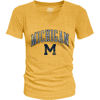Picture of Blue 84 Michigan Wolverines Women's Tri-Blend T-Shirt Vintage Arch Over Secondary Color, Golden, Medium