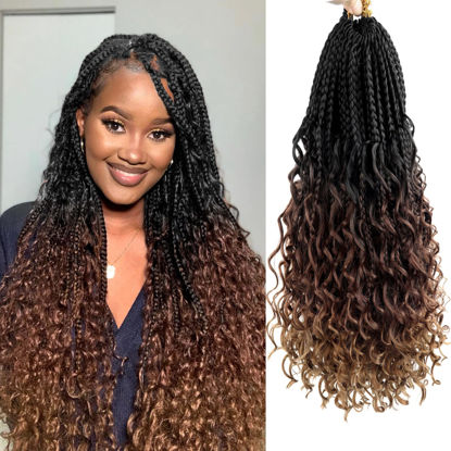 Picture of Goddess Box Braids Crochet Hair With Curly Ends 22 Inch Bohomian Box Braids Crochet Braids 8 Packs 3X Crochet Braids Synthetic Braiding Hair Extension for Black Women (22 Inch (Pack of 8), T1B 30 33)…