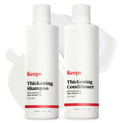 Picture of Keeps Hair Growth Shampoo and Conditioner Set - Treatment for Thinning Hair and Hair Regrowth - Men's Hair Products Infused with Biotin, Caffeine, & Saw Palmetto
