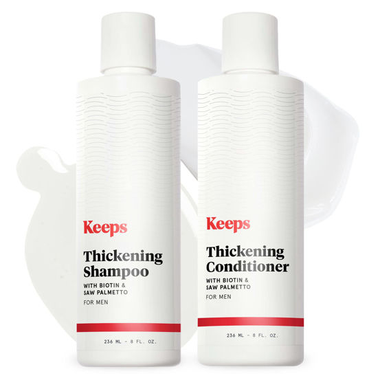 Picture of Keeps Hair Growth Shampoo and Conditioner Set - Treatment for Thinning Hair and Hair Regrowth - Men's Hair Products Infused with Biotin, Caffeine, & Saw Palmetto