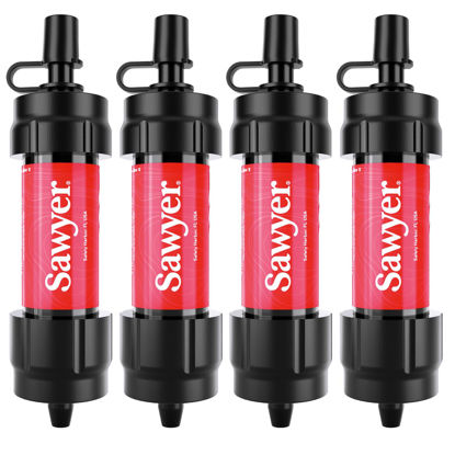 Picture of Sawyer Products SP1204 Mini Water Filtration System, Filter and Cleaning Plunger only, 4-Pack, Red
