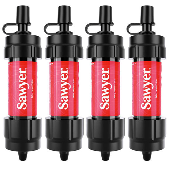 Picture of Sawyer Products SP1204 Mini Water Filtration System, Filter and Cleaning Plunger only, 4-Pack, Red