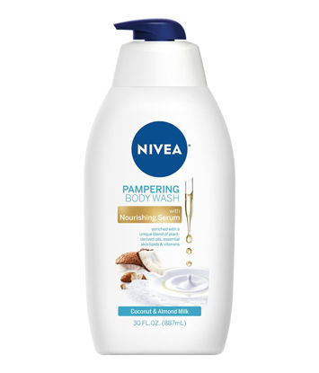 Picture of Nivea Coconut and Almond Milk Moisturizing Body Wash for Dry Skin, 30 Fl Oz Pump Bottle