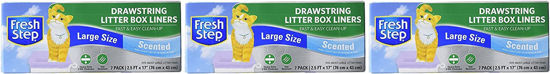Picture of Fresh Step Drawstring Large Litter Box Liners | Heavy Duty Liners for Cat Litter Box | Scented & Unscented Available | Quick & Easy Cleanup, Scented, Large - 3 Pack