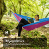 Picture of Durable Hammock 400 lb Capacity, Nylon Camping Hammock Chair - Double or Single Sizes w/Tree Straps and Attached Carry Bag - Portable for Travel/Backpacking/Beach/Backyard (Medium, Fuchsia & Sky Blue)