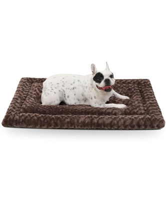 Picture of Washable Dog Bed Mat Reversible Dog Crate Pad Soft Fluffy Pet Kennel Beds Dog Sleeping Mattress for Large Jumbo Medium Small Dogs, 35 x 22 Inch, Brown