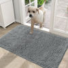 Picture of OLANLY Dog Door Mat for Muddy Paws 36x24, Absorbs Moisture and Dirt, Absorbent Non-Slip Washable Mat, Quick Dry Chenille, Mud Mat for Dogs, Entry Indoor Door Mat for Inside Floor, Grey