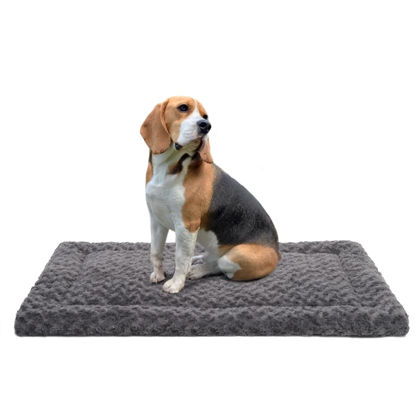 Picture of Washable Dog Bed Mat Reversible Dog Crate Pad Soft Fluffy Pet Kennel Beds Dog Sleeping Mattress for Large Jumbo Medium Small Dogs, 35 x 22 Inch, Gray