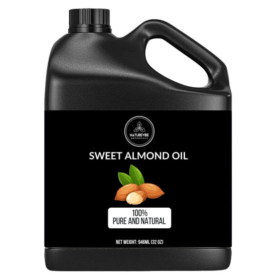 Picture of Naturevibe Botanicals Sweet Almond Oil 32 Ounces | 100% Pure and Natural | Great for Skin Care and Hair Care