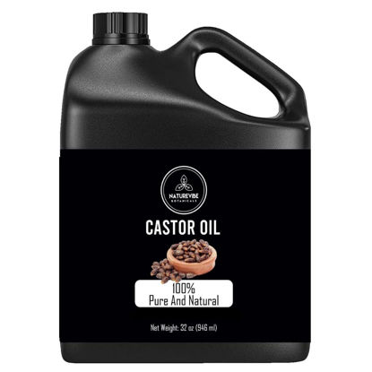 Picture of Naturevibe Botanicals Castor Oil 32 Ounces | 100% Pure and Natural | Great for Skin Care and Hair Care
