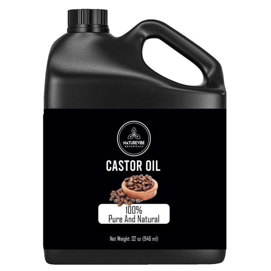 Picture of Naturevibe Botanicals Castor Oil 32 Ounces | 100% Pure and Natural | Great for Skin Care and Hair Care