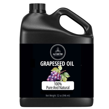 Picture of Naturevibe Botanicals Grapeseed Oil 32 Ounces | 100% Pure and Natural | Great for Skin Care and Hair Care