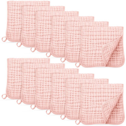 Picture of Unnivoll Muslin Burp Cloths for Baby 100% Cotton Burping Cloths for Boys Girls Large 20''X10'' Extra Soft and Absorbent 12 Pack - Flesh Pink