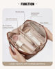 Picture of EACHY Travel Makeup Bag, Large Capacity Cosmetic Bags for Women, Waterproof Portable Open Flat Toiletry Bag Make up Bag with Divider and Handle (I-Brown, Medium)