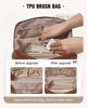 Picture of EACHY Travel Makeup Bag, Large Capacity Cosmetic Bags for Women, Waterproof Portable Open Flat Toiletry Bag Make up Bag with Divider and Handle (I-Brown, Medium)