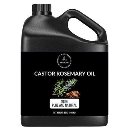 Picture of Naturevibe Botanicals Castor Rosemary Oil 32 Ounces | 100% Pure and Natural | Great for Skin Care and Hair Care