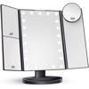 Picture of HUONUL Makeup Mirror Vanity with Lights, 2X 3X 10X Magnification, Lighted Mirror, Touch Control, Trifold Dual Power Supply, Portable LED Women Gift (Black)
