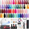 Picture of MEFA 54 PcsGel Nail Polish Kit with U V Light, 32 Colors Classic Popular Gel Nail Kit Soak Off Nail Polish Gel Set with Base Matte/Glossy Top Coat Nail Art Decorations Manicure Tools DIY Gifts