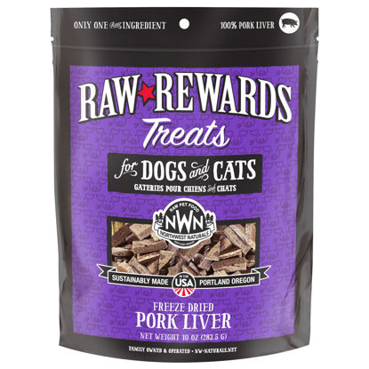 Picture of Northwest Naturals Raw Rewards Freeze-Dried Pork Liver Treats for Dogs and Cats - Bite-Sized Pieces - Healthy, 1 Ingredient, Human Grade Pet Food, All Natural - 10 Oz (Packaging May Vary)