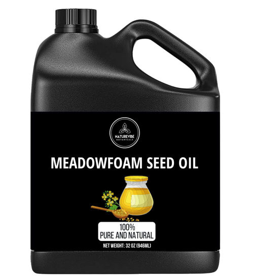 Picture of Naturevibe Botanicals Meadowfoam Oil 32 Ounces | 100% Pure and Natural | Great for Skin Care and Hair Care