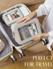 Picture of Popvibe Clear Makeup Case Set Toiletry Bag Travel Large Clear Cosmetic Bag with Zipper, Big Make Up Bag Organizer Women Traveling TSA Approved Transparent Bag Car for Essentials, Beige Grey