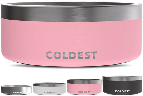 Picture of Coldest Dog Bowl - Anti Rust Metal & Non Slip Dog Bowls Large, Spill Proof Heavy Duty 3 Layers Insulated Dog Bowl - Food and Water Bowl for Dogs, Cats & Pets, Dishwasher Safe (64 oz,Cotton Candy Pink)