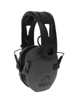 Picture of Walker's Razor Tacti-Grip Earmuffs- Battleship Grey, High Performance Silicone Composite Slip Free Headband- Natural Sound Clarity Full Dynamic Range 23NRR