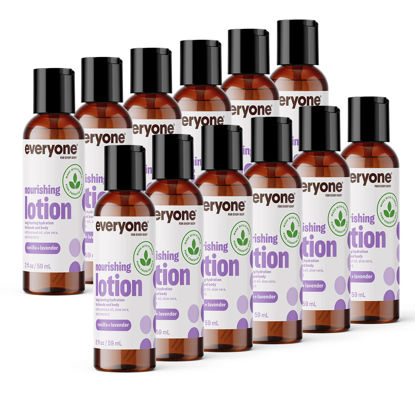Picture of Everyone Nourishing Hand and Body Lotion, Travel Size, 2 Ounce (Pack of 12), Vanilla and Lavender, Plant-Based Lotion with Pure Essential Oils, Coconut Oil, Aloe Vera and Vitamin E