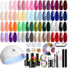 Picture of MEFA 54 Pcs Gel Nail Polish Kit with U V Light, 32 Colors Popular Soak Off Nude Pink Red Gel Polish Nail Set with Matte/Glossy Gel Top Base Coat Manicure Tools Nail Art Decorations DIY Salon Home Gift