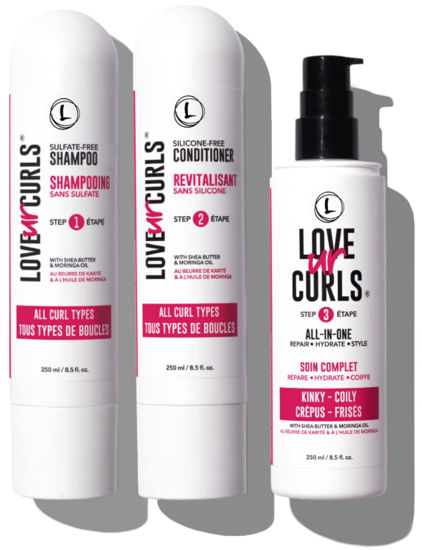 Picture of LUS (Love Ur Self) 3-Step System Shampoo and Conditioner Set with All-in-One Styler for Kinky-Coily Hair Nongreasy & Moisturizing - 8.5oz each