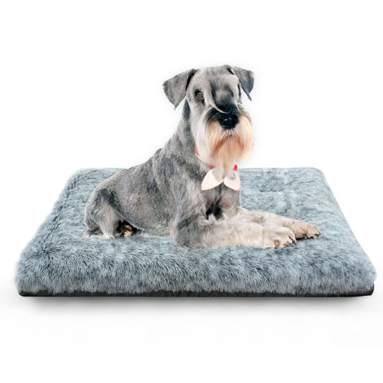 Picture of KISYYO Dog Beds for Small Dogs Deluxe Pet Beds for Crates Washable Dog Bed Mat, 24 x 18 x 3 Inches, Grey