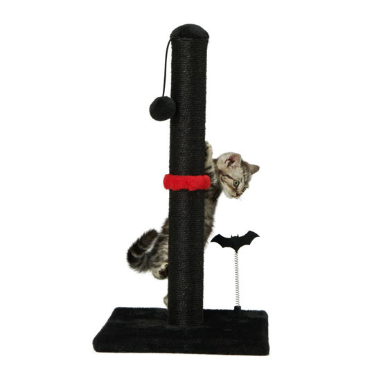 Picture of MECOOL Cat Scratching Post Premium Sisal Scratch Posts with Hanging Ball Vertical Scratcher for Indoor Cats and Kittens (Black, 22 inches for Kitten)