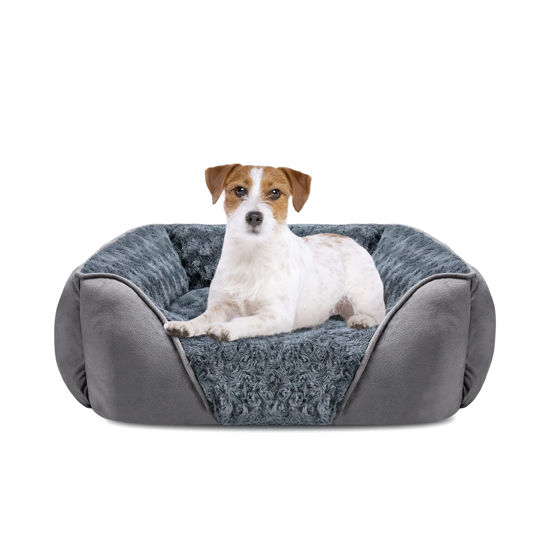 Picture of INVENHO Medium Dog Bed for Large Medium Small Dogs, Rectangle Washable Dog Bed, Orthopedic Dog Bed, Soft Calming Sleeping Puppy Bed Durable Pet Cuddler with Anti-Slip Bottom M(25"x21"x8")